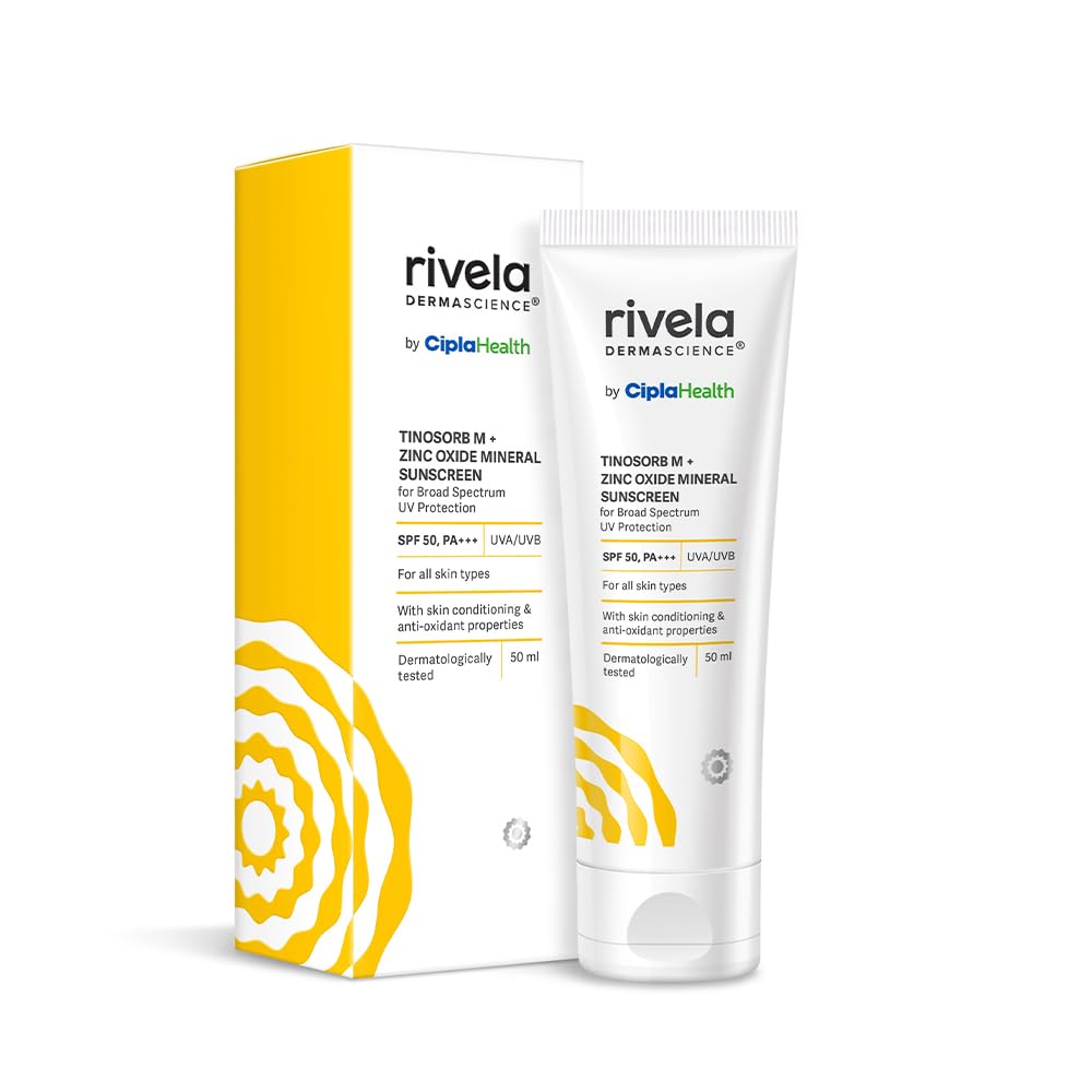 

Rivela Dermascience By Cipla SPF 50 PA+++ Mineral Sunscreen Lotion For Normal To Dry Skin 50ml