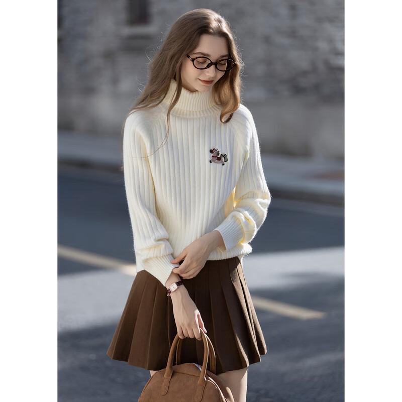 TonLion Women's Embroidered Turtleneck Pullover Sweater