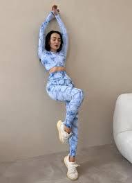 JYL Winter Tie Dye Yoga Set High Elastic Hip Lifting Pants M яблочный зеленый
