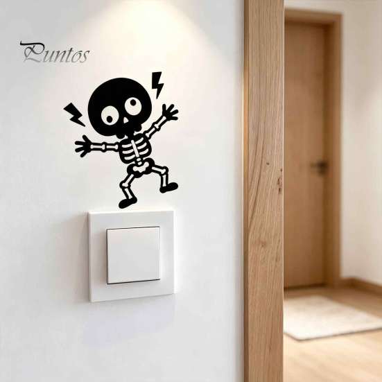 Living Room Switch Decal Electric Shock Skeleton Sticker, Cartoon Wall Decoration Sticker Self Adhesive Light for Bedroom