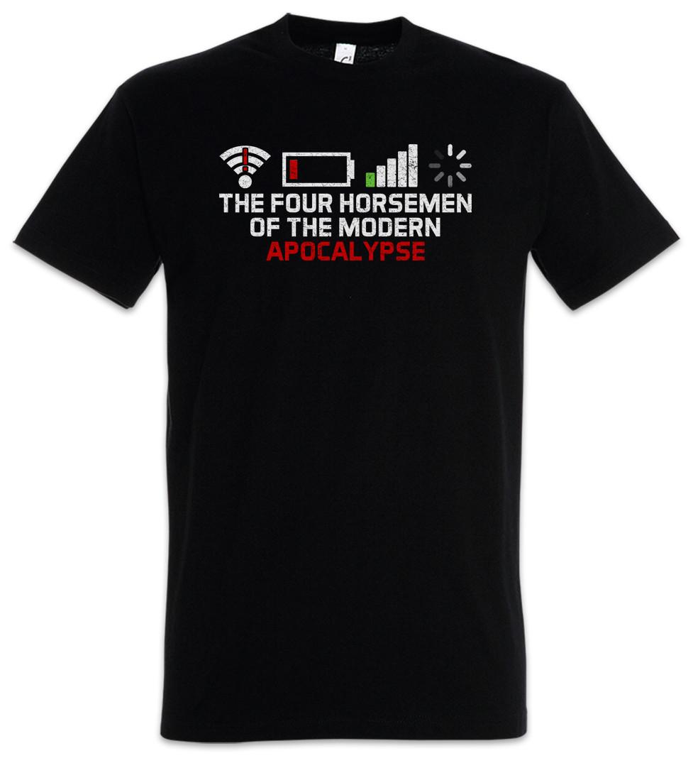 The Four Horsemen Of The Modern Apocalypse T-Shirt Mens Womens Tees Top Fun Geek Nerd No Signal Wifi 2XL