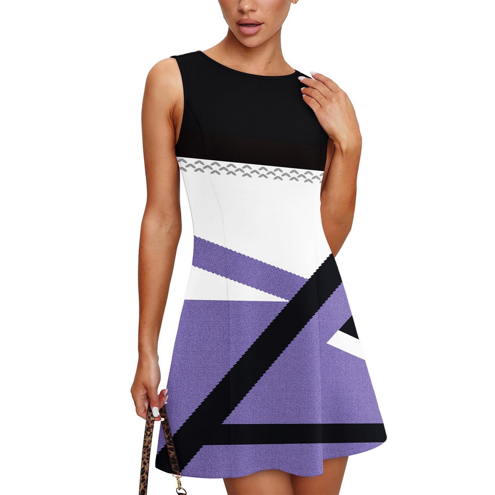 

Женское модное повседневное платье без рукавов с круглым вырезом и принтом Платье без рукавов с круглым вырезом S фиолетовый