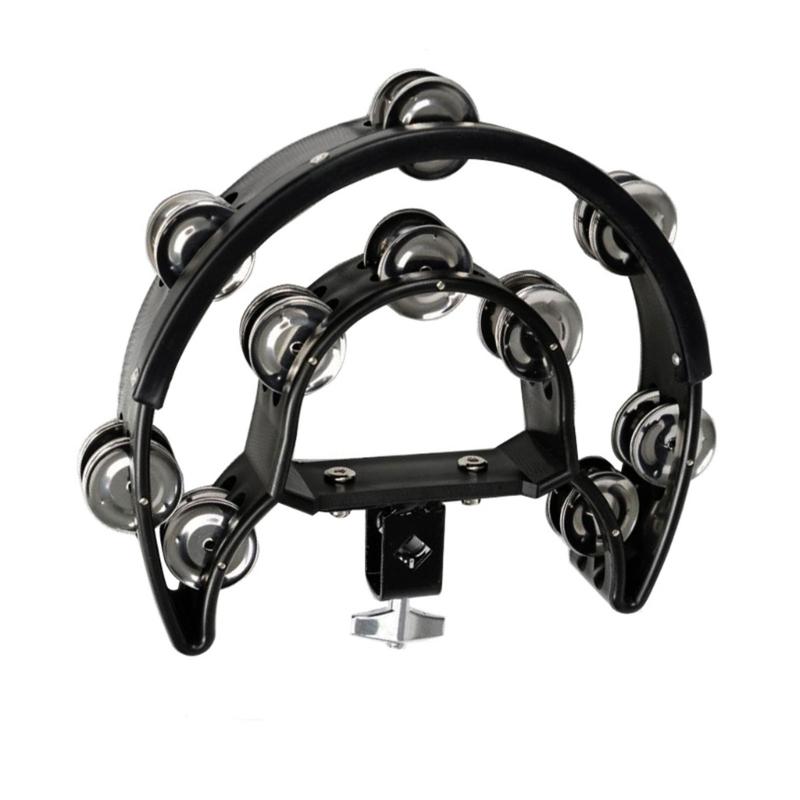 Half Moon Hihat Tambourine Mountable Plastic Base Tambourine Handheld Percussion