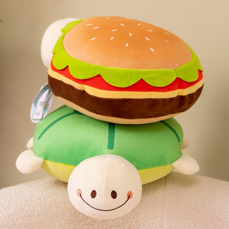 40cm Cute Cartoon Hamburger Flip Tortoise Stuffed Animal Plush Toy Stuffed Animal Plush Toy For Kids Gift Holiday Birthday Decor