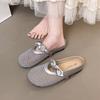 Cool summer niche woven mesh breathable flat bottom bag head half slippers women's 2025 new one-pedal slippers