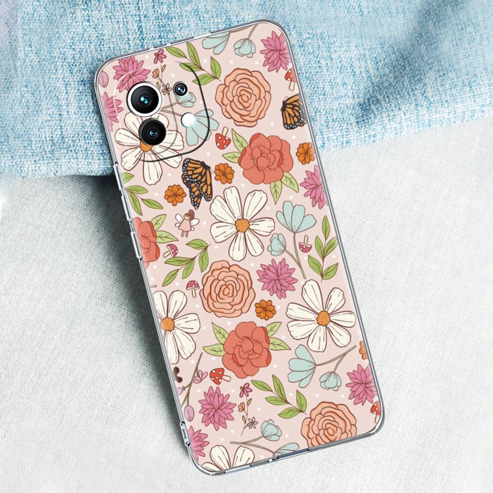 Case For Xiaomi Mi 15 14 13 12 11 Lite 15T 13T 12T Pro Poco X7 X6 X5 Pro 5G X3 NFC F7 F6 F5 Cover Stylish Flower Patterned