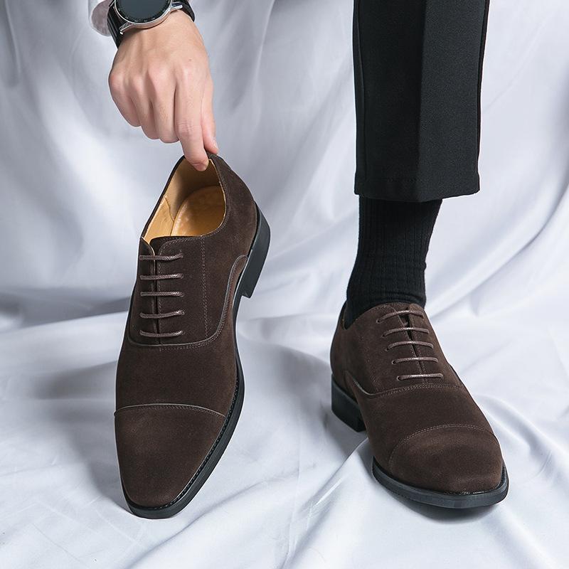 Large size matte leather three joints pointed business dress leather shoes size 38-48 groom wedding shoes men