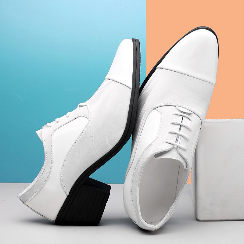 Modă nouă negru alb Pantofi de gală pentru bărbați cu vârf ascuțit din piele cu toc înalt Pantofi pentru bărbați care măresc înălțimea Pantofi de nuntă pentru bărbați zapatos hombre