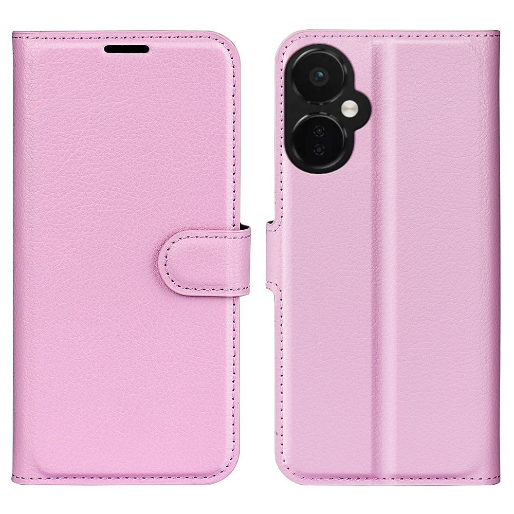 

For OnePlus Nord CE 3 Lite 5G/Nord N30 5G Litchi Texture Leather Phone Stand Wallet Cover Anti-Dust Flip Case Pink