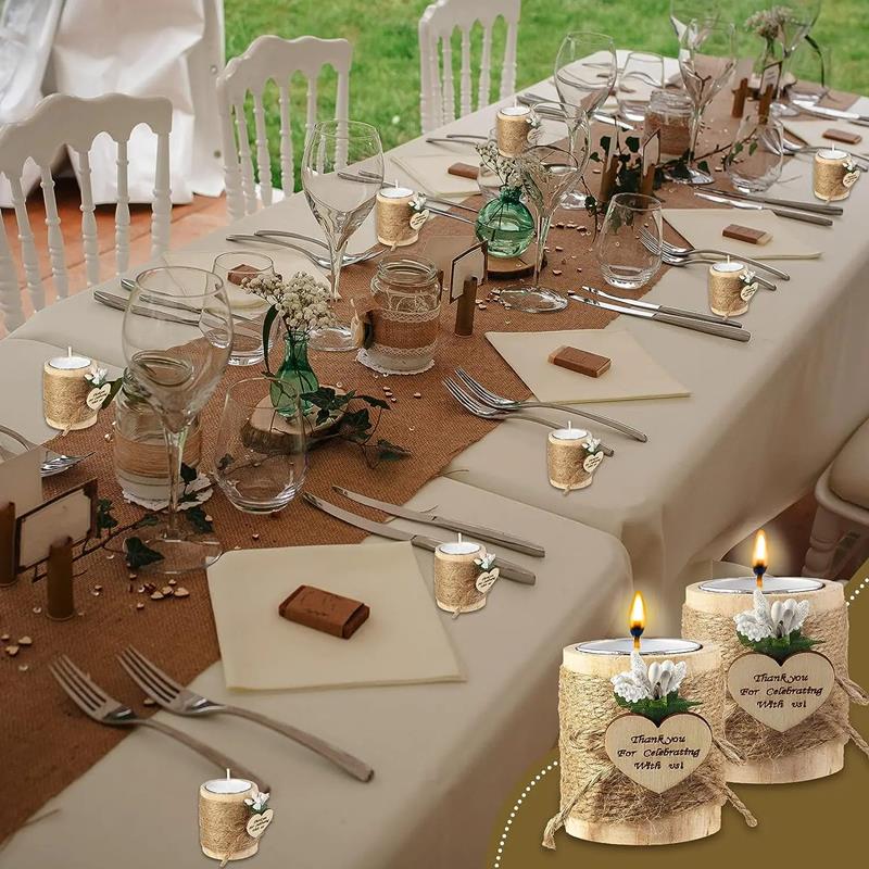 5/10 Stück Hochzeit Holz Teelicht Kerzenhalter Danke, dass Sie mit uns gefeiert haben Geburtstagsparty Tischdekoration Weihnachtsgeschenke