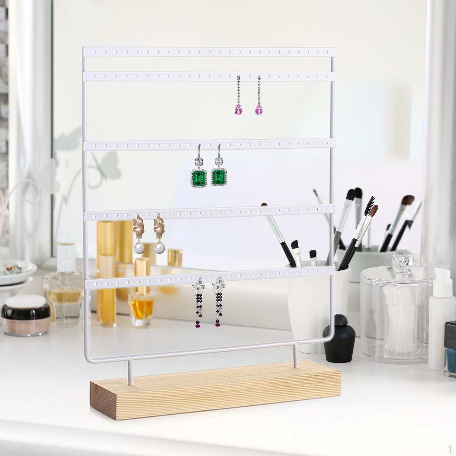 

5-уровневая подставка для сережек, 120 отверстий, вешалка для хранения, органайзер для ювелирных изделий белый