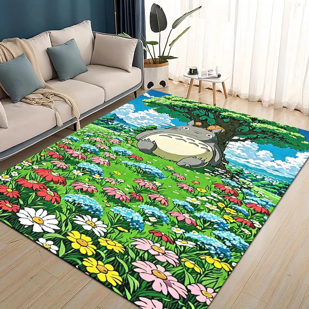 3D T-Totoros Cartoon Area Rug,Carpet Rug for Living Room Children's Bedroom Sofa Doormat Decor,kids Play Non-slip Floor Mat