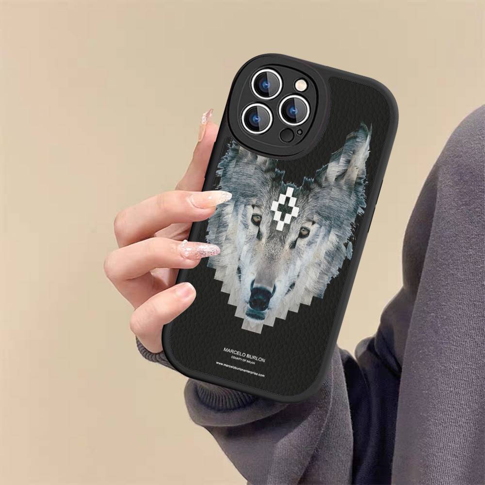 Custodia per Telefono M-MARCELO B-BURLON Per IPhone 16 15 14 13 12 11 Pro Max Plus Pelle Morbida Cover