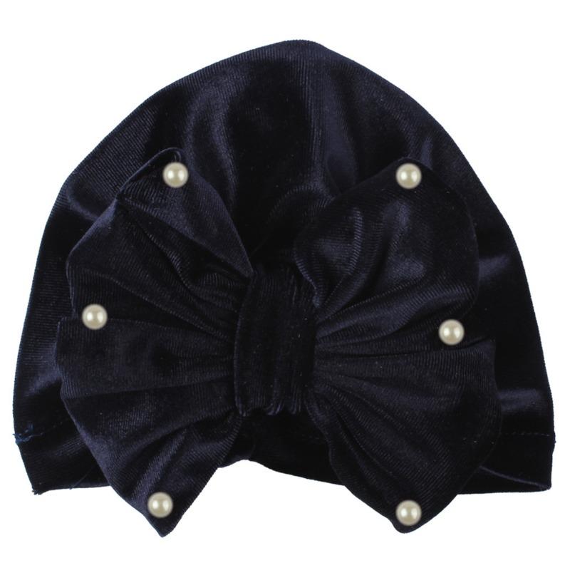 Babymütze Neugeborenen Schleife Reifenmütze Säugling Goldener Samt Thermomütze Kinderhut