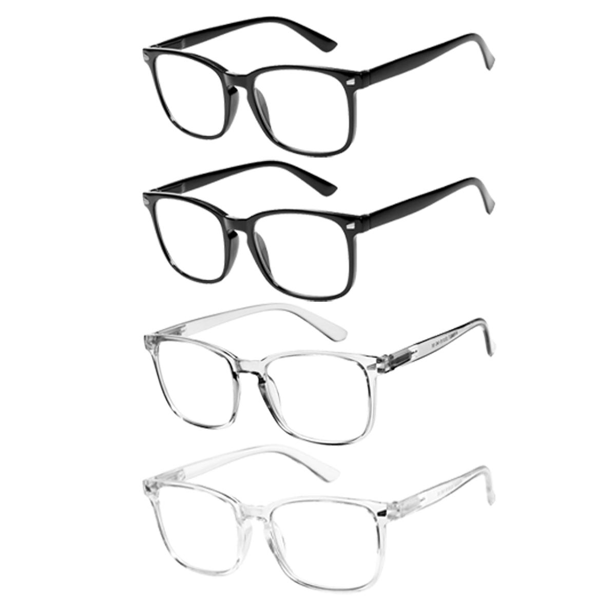 

4pcs Transparent Computer Glasses Frame Women Men Anti Blue Light Square Eyewear Blocking Glasses Optical Spectacle Eyeglass 3.0