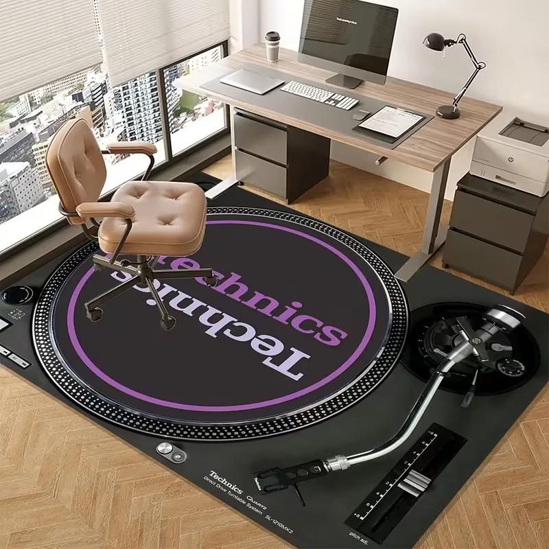 Vintage Platenspeler Ontwerp Gebied Tapijt Flanellen Tapijt Machine Wasbaar Muziek Thema Decoratief Vloerkleed Slaapkamer Decoratie 50X80cm