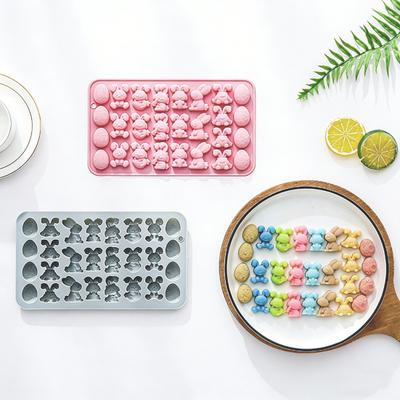 Easter Chocolate Mold 27-Cavity Bunny Easter Egg Design Silicone Mold Easy To Clean Food-Grade Candies Jellies Mousse Baking Mold