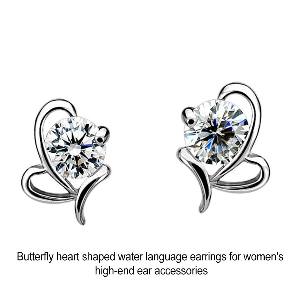 Metalowe Trwałe Kolczyki ze Srebra Próby 925 z Przyciągającym Wzrok Kryształem Kamienia Urodzinowego w Kształcie Serca