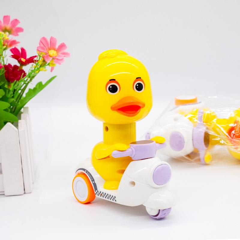 Push The Little Yellow Duck Cartoon Inertia Pull Back Motorcycle Children's Toy