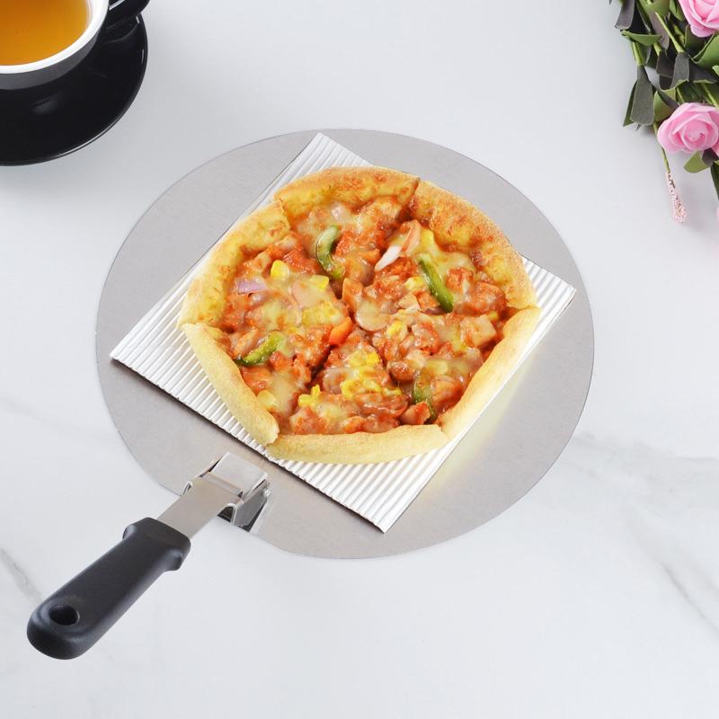 Pizza Shovel Spatula Plastic Handle Foldable Round Stainless Steel Cake Tools Accessories Non-Stick Pastry Paddle Kitchen Baking