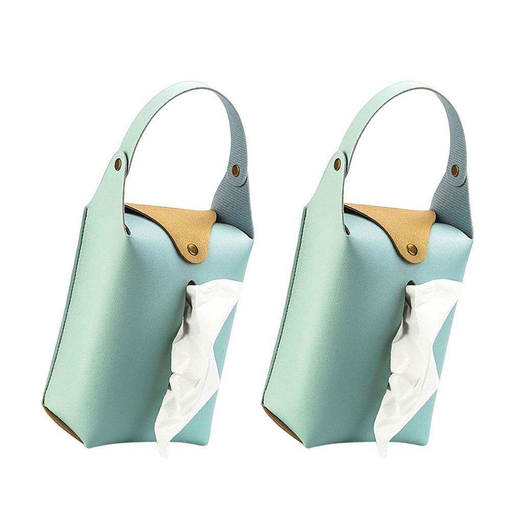 2pcs Colorful PU Leather Tissue Holder Box Hanging Paper Towel Dispenser for Living Room Office and Vehicle Interior