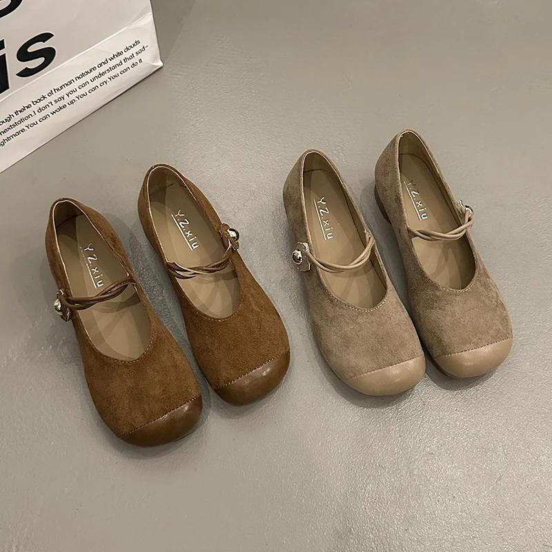 Fashion Flat Shoes for Women New 2025 Spring Autumn Square Toe Mary Jane Shoes Ladies Suede Women's Shoes