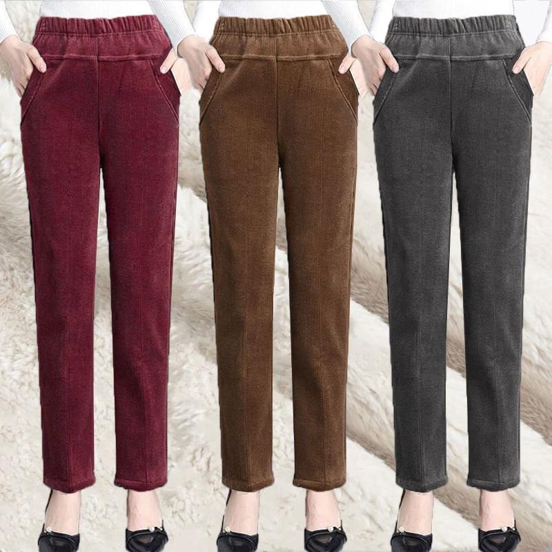 Plush Autumn and Winter Loose Haren Pants Corduroy Women's Pants Thickened Casual Pants Straight Leg Pants Trendy