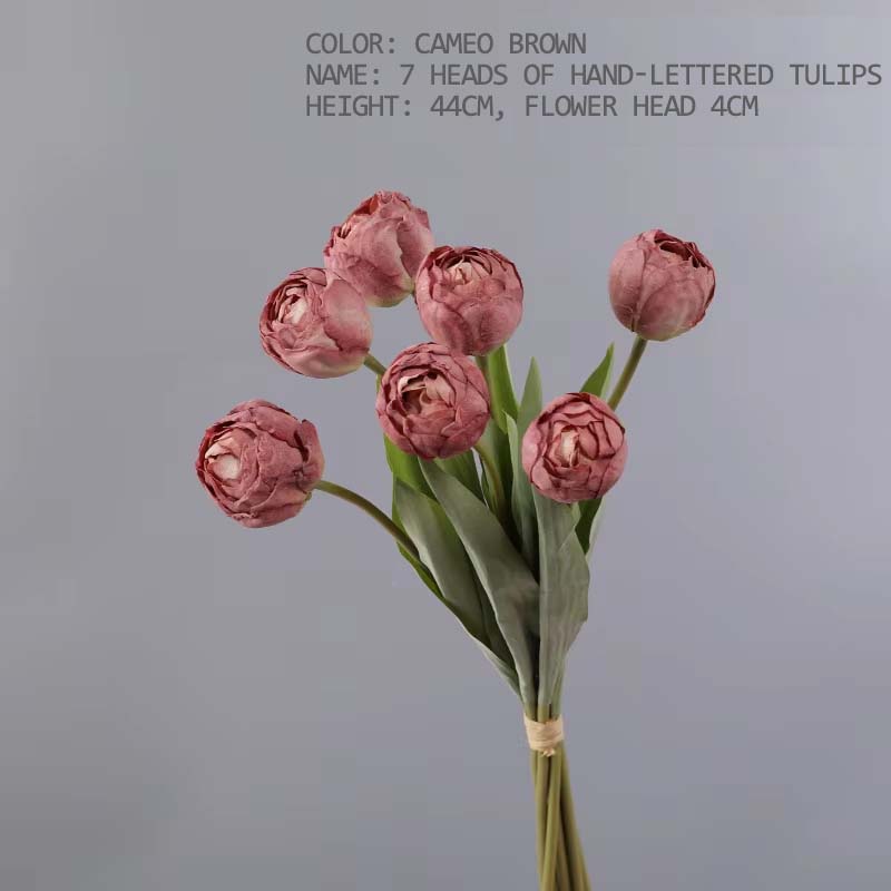 7 Heads High Quality Artificial Silk Cloth Tulip Flower Bundle For Wedding