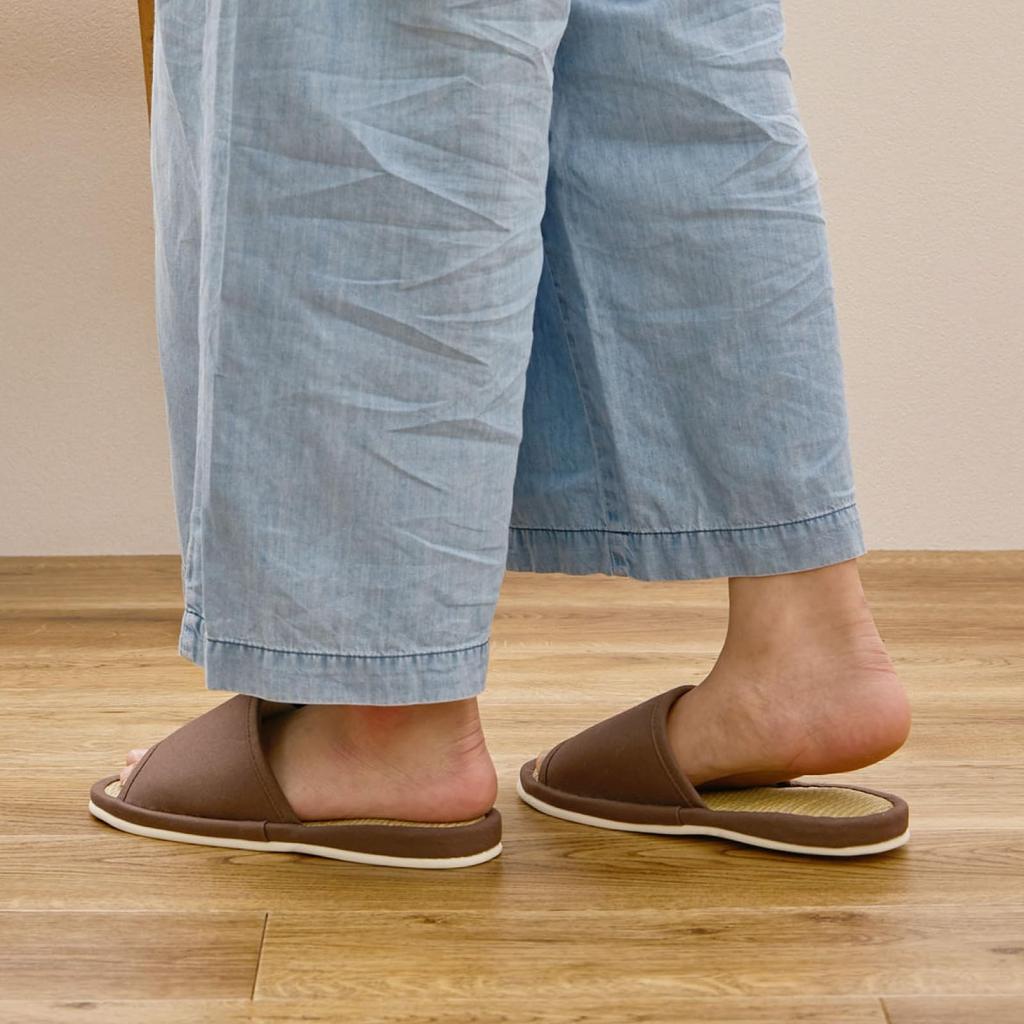 Hagiwara Indoor Size and Made with Kurashiki Made In Japan "Kibi" Slippers, Brown, Approx. 26cm, M, Women's Unisex, Canvas,