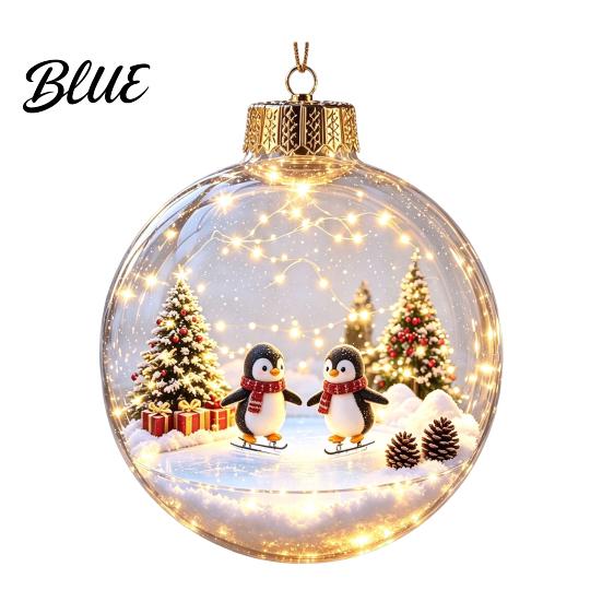 Albero di Natale Appeso Luce LED Calda Ornamento Luminoso a Racconto Pallina Luminosa con Luce Mini Decorazioni Festività Scena Trasparente