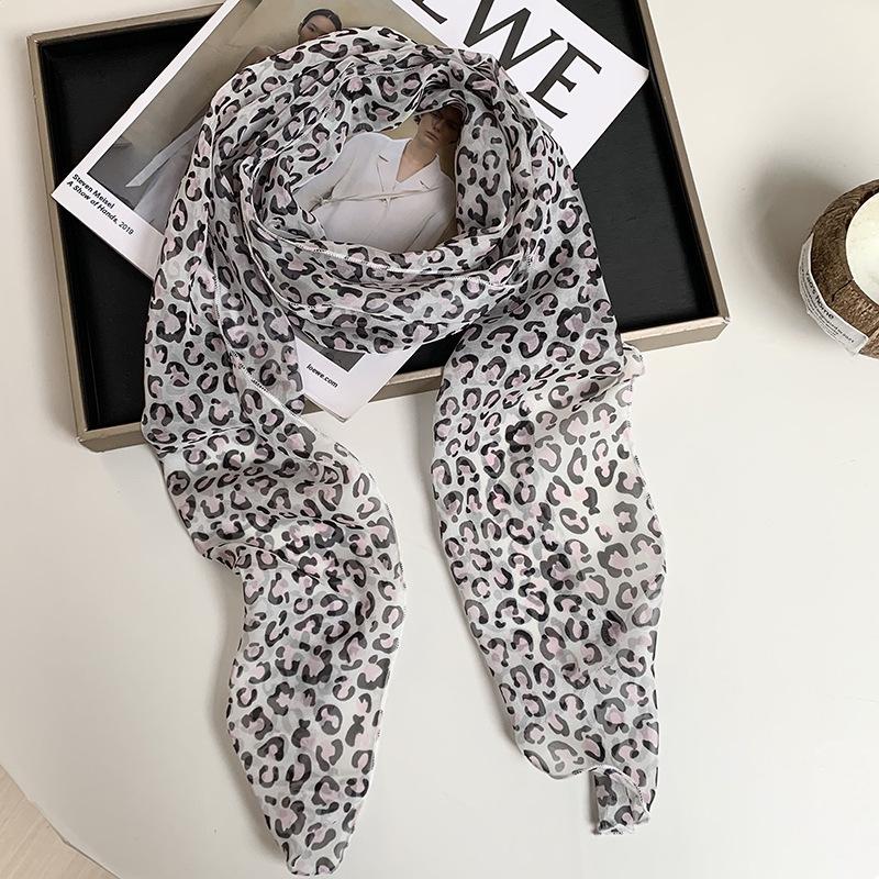 New silk scarf premium printing loose multi-purpose simple polka dot headband leopard print sweet cool streamer