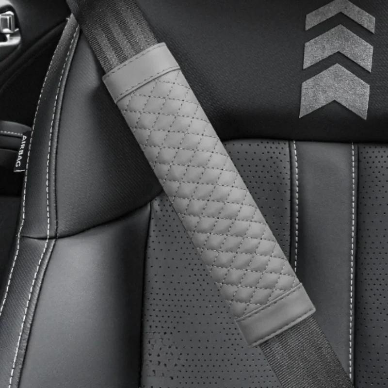 Car Seat Belt Shoulder Cover Embroidery Wear-resistant Non-slip Leather Safety Cover Car Interior Decoration Products