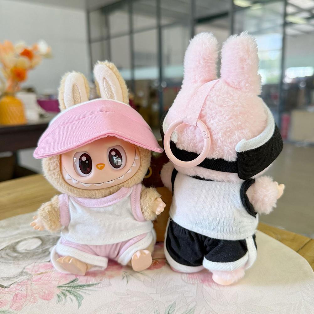 For 17cm Labubu Doll Clothes Fashion Clothes T-shirts Sun Hat Doll Clothes Color Match Shorts Dolls Accessories Cute Decoration Little Clothes