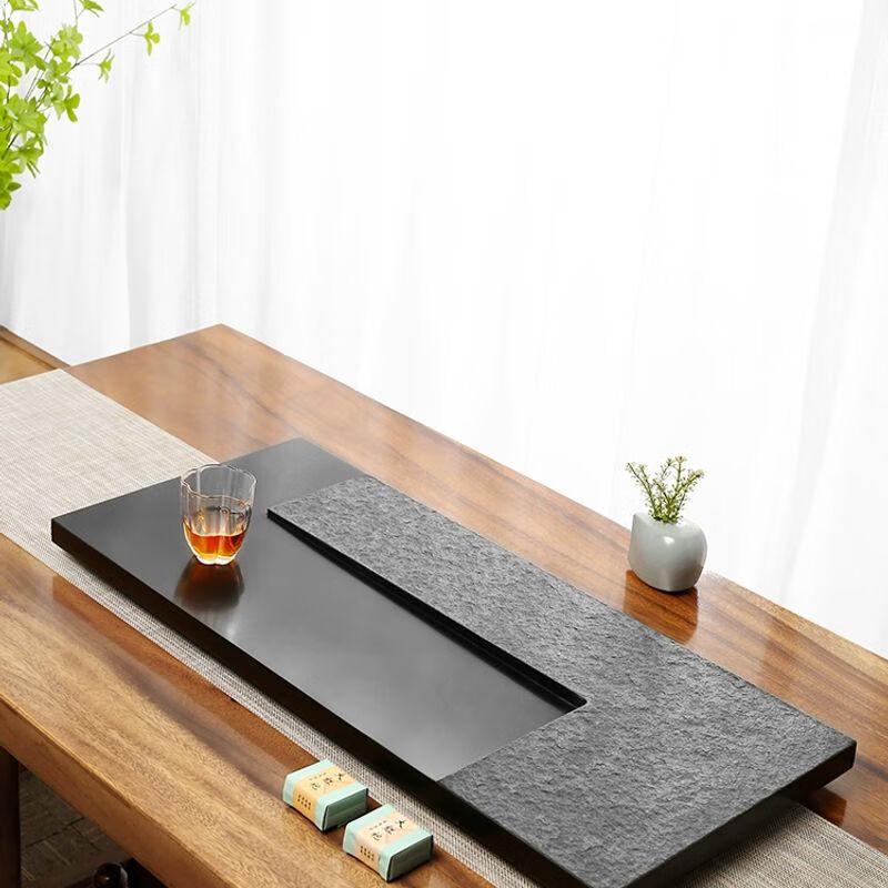 Modern Natural Black Gold Stone Tea Tray