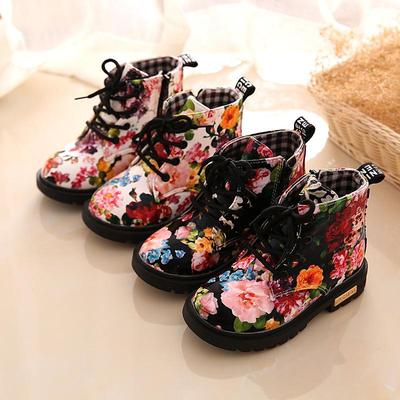 Children Martin Boots  Children's Shoes  Leather Floral Martin Boots (Boys Girls Boots)