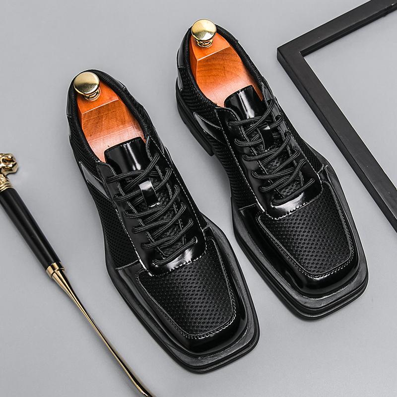 

Кожаные туфли мужские дышащие повседневные туфли для скейтбординга корейская версия модные сетчатые туфли на мягкой подошве белые туфли размер 38-45 45 чёрный