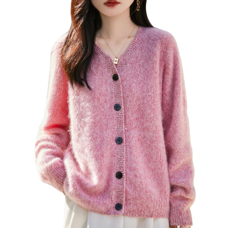 2025 French Heathered Wool Knit Cardigan - Women's Stylish Outerwear Sweater