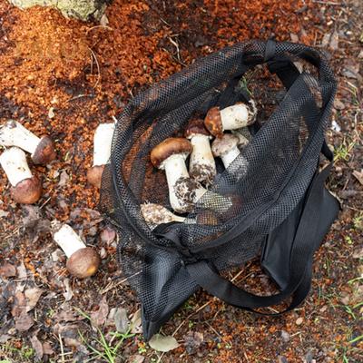 Mushroom Picking Net Bag Mesh Garden Fruit Harvest Basket Mushroom Hunting Crossbody Bag with Adjustable Strap for Outdoor Activities