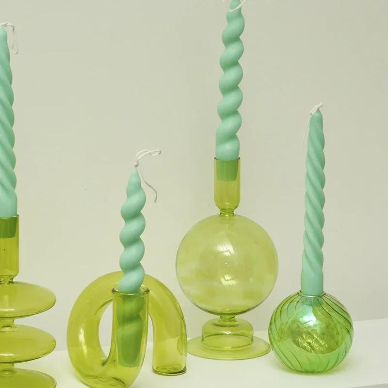 Decorative Candle Holders Colorful Glass Flower Vase for Home Decoration Wedding Decoration Centerpieces Candlestick Gift