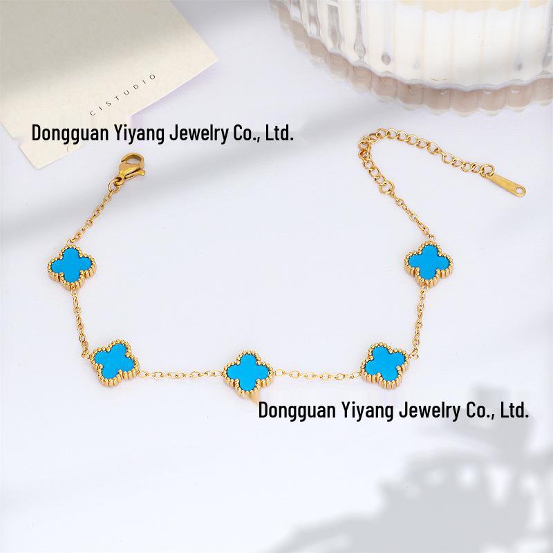 

Елегантний двосторонній браслет-чотирилисник – 11 мм п ятипелюсткова легка розкішна ювелірна прикраса 18K