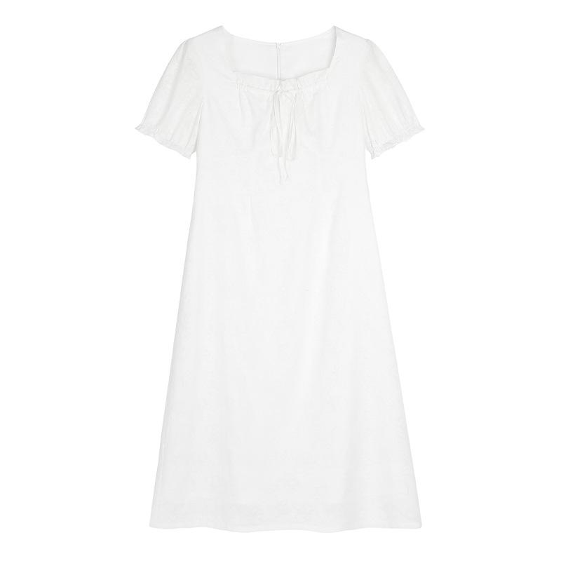 

Plus Size Puff Sleeve Floral Dress - French White, Slim Waist 3XL (recommended 80-90 kg)