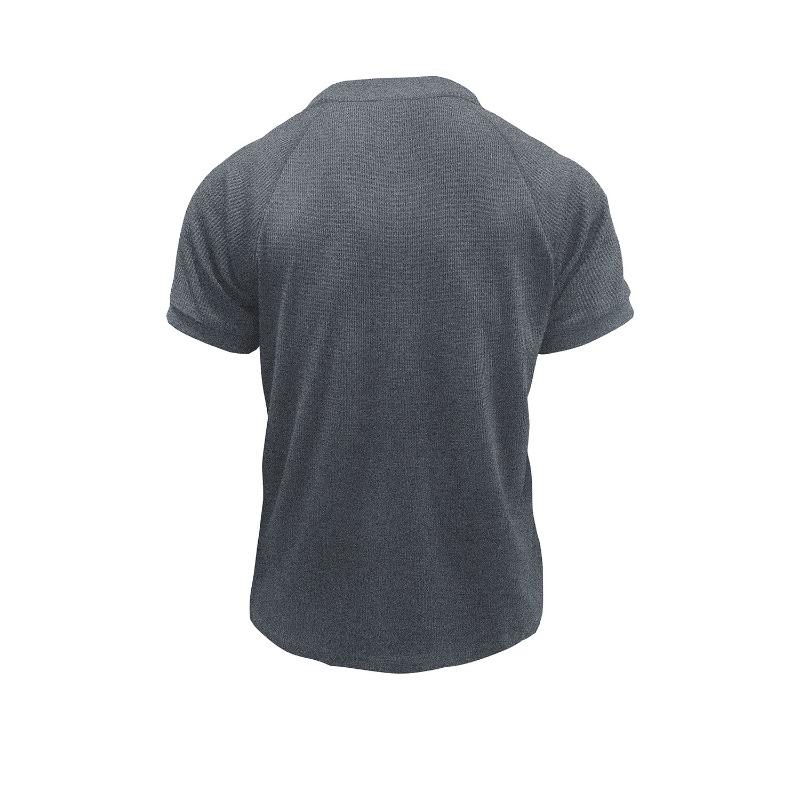 Men Solid Waffle Crew Neck Short Sleeve Loose Casual T Shirt