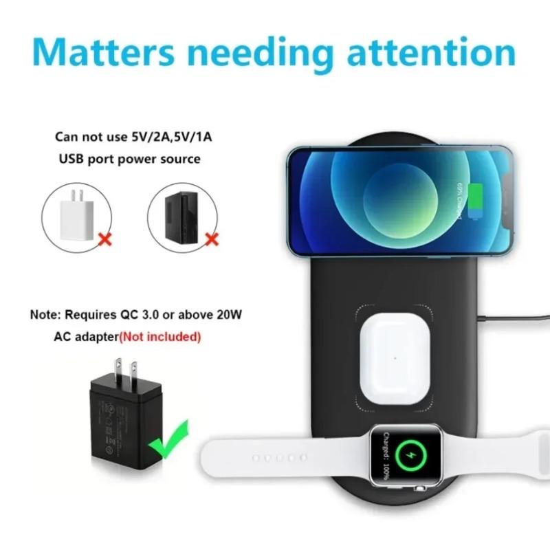 Ultra Slim 3-in-1 Wireless Charging Pad Fast Charger Mat For iPhone 17 16 Pro MAX Apple Watch 2-8 SE AirPods Pro Charging Dock