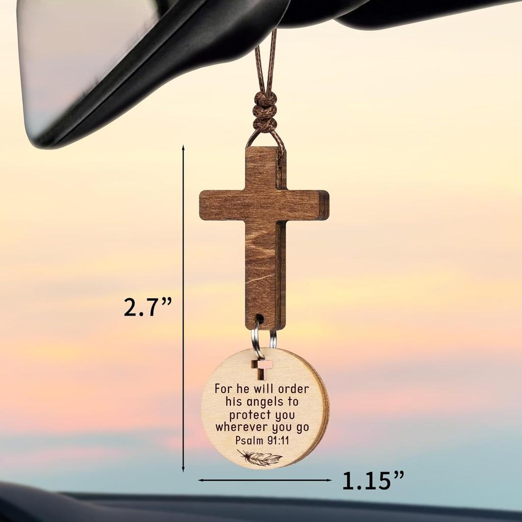 Cross for Car Mirror Hanging Christian Gifts for Men, Women, Bible Study - Scan Phone for Daily Bible Verse Car Rearview Decor Accessories, Jesus