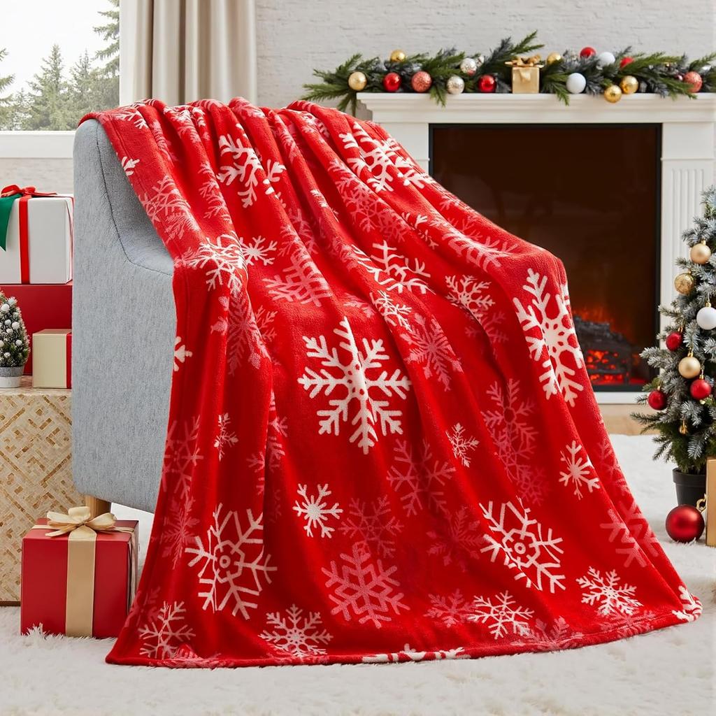 Christmas Throw Blanket Soft Flannel Christmas Blanket Warm Plush Holiday Decor Throw - Winter Cozy Present Throw for Couch