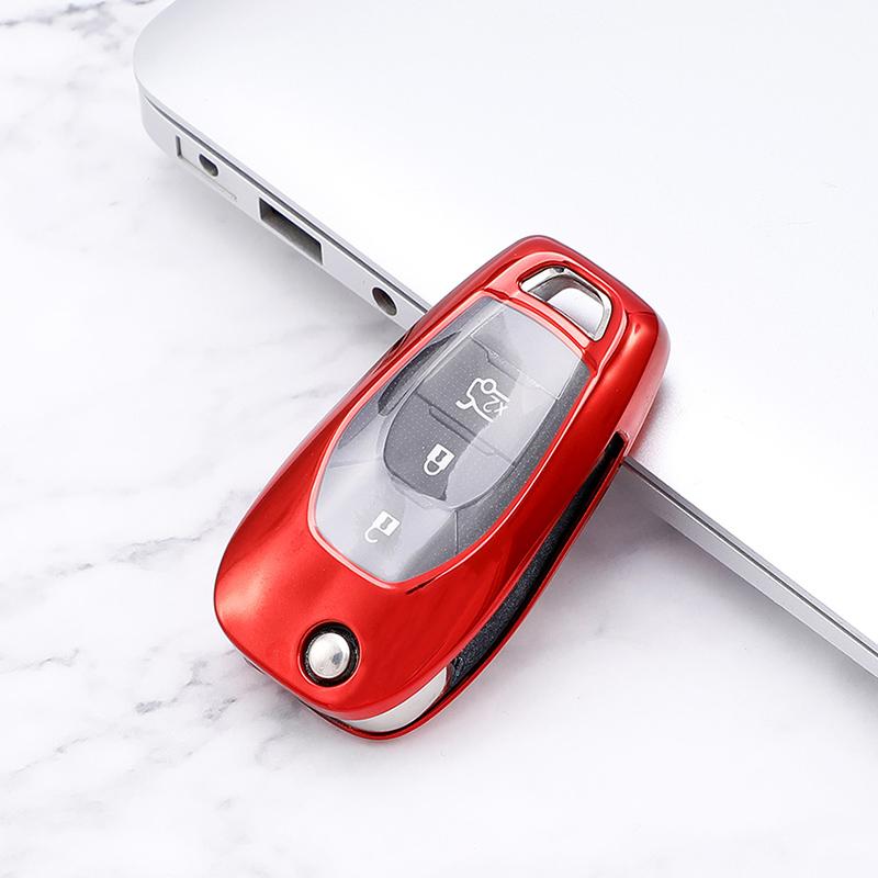 Soft TPU Car Folding Key Case Cover Shell Keychain for Chevrolet Cruze Spark Sonic Camaro Volt Bolt Trax Malibu Key Protector