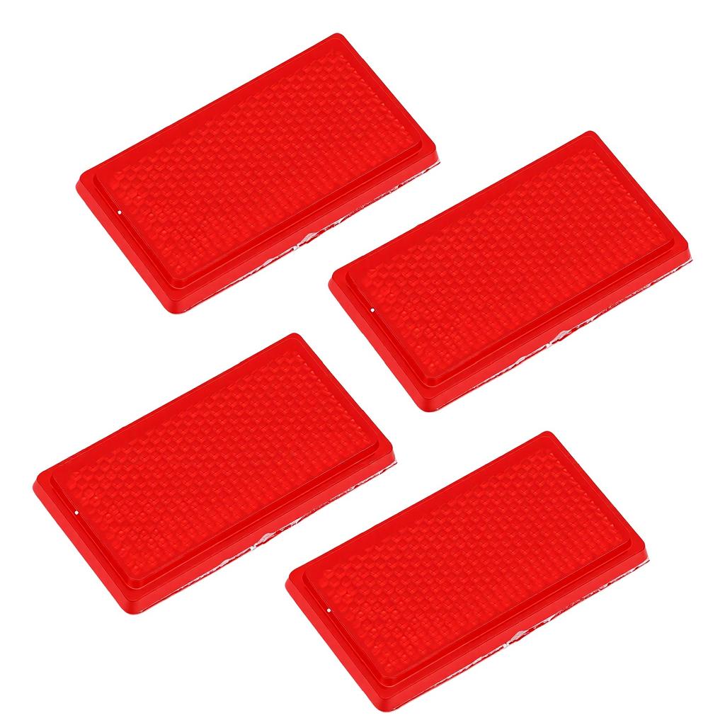 4pcs Rectangle Reflectors Red High Visibility 65x35mm Self Adhesive Safety Reflectors for Cars Trucks RVs Boats