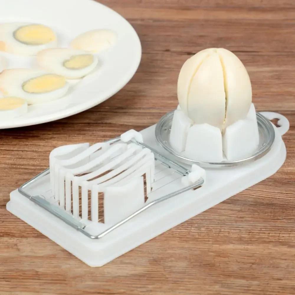 2-in-1 Household Stainless Steel Egg Slicer Cutter Ultimate Tool for Slicing Regular Eggs Preserved Eggs Century Eggs Egg Holder