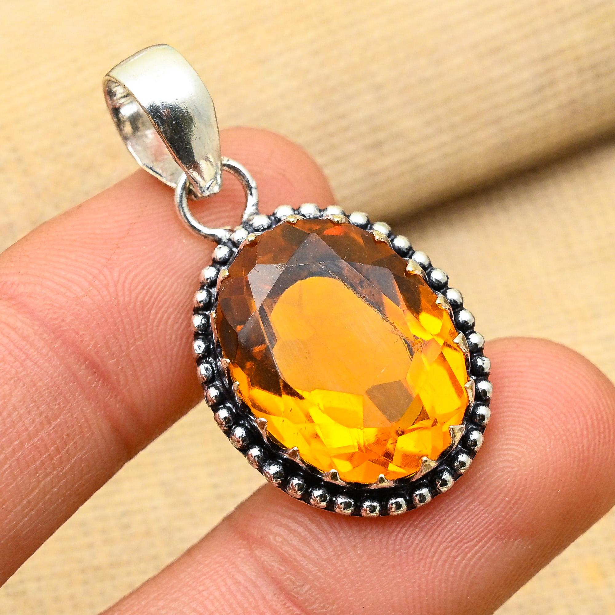 

Медовый топаз, драгоценный камень, кулон ручной работы из стерлингового серебра 925 пробы для женщин