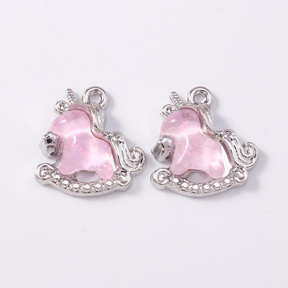 5pcs Cute Crystal CZ Rocking Horse Pendants Charms for Jewelry Making Necklace Earrings Bracelet DIY Handmade Accessories